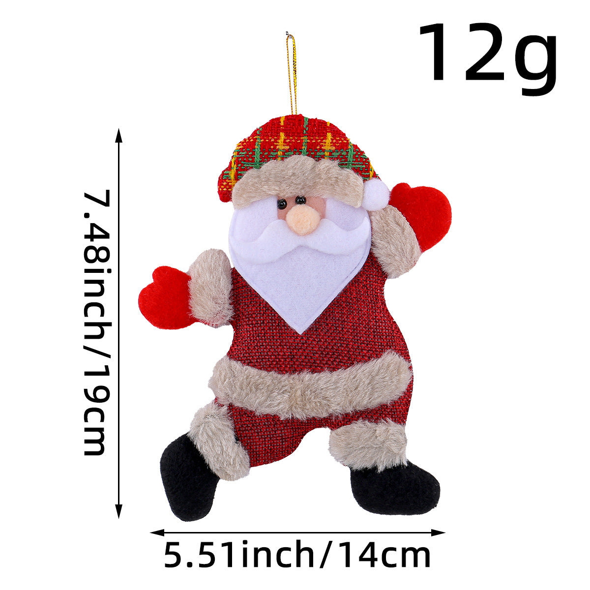 Festive Christmas Tree Ornaments - Santa, Snowman, Reindeer & Bear Figures With Red & White Scarves, Golden Balls & Red Bows -