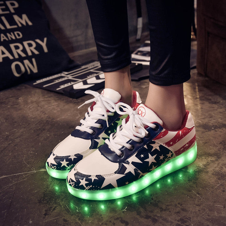 Couple's charging colorful luminous shoes