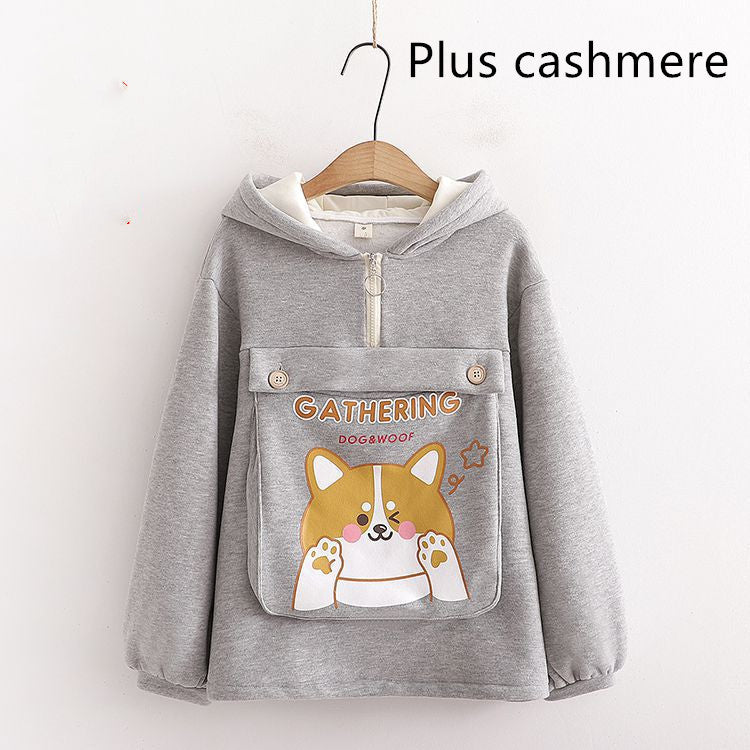 Japanese Hooded Plus Fleece Sweater