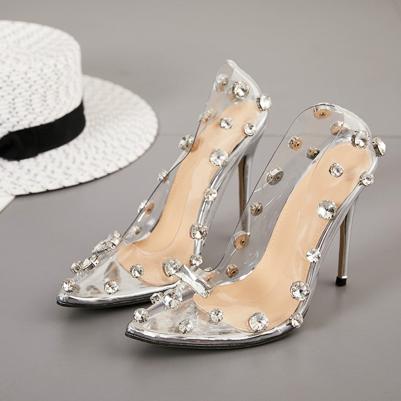 Rhinestone Embellished High Heels - Luxury Evening Stilettos