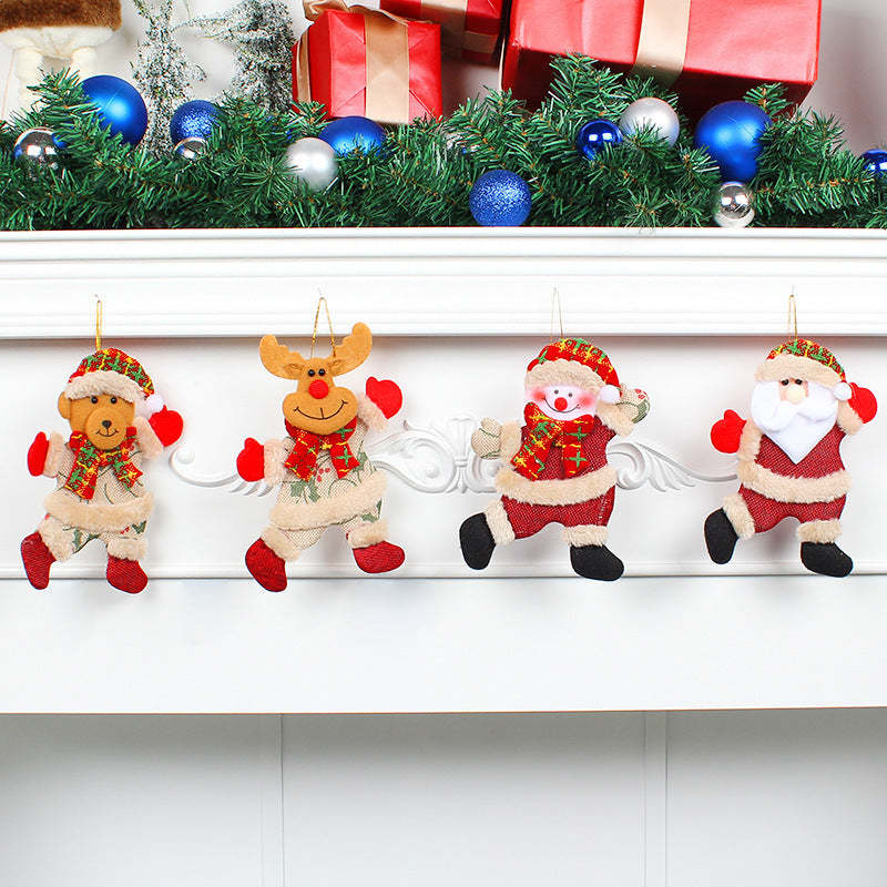 Festive Christmas Tree Ornaments - Santa, Snowman, Reindeer & Bear Figures With Red & White Scarves, Golden Balls & Red Bows -