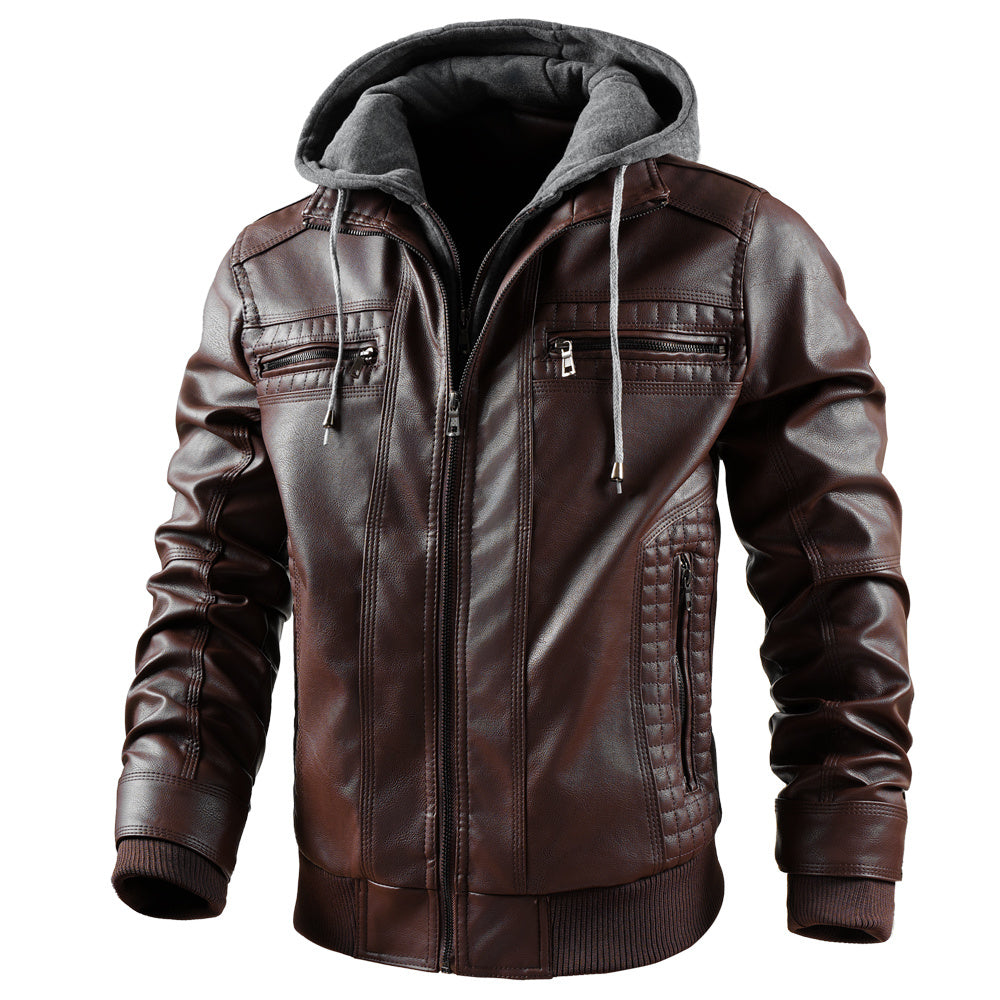 Men Leather Jacket Motorcycle Jacket Waterproof Windproof
