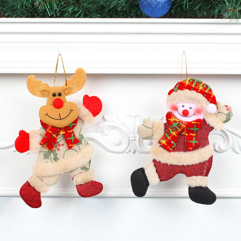 Festive Christmas Tree Ornaments - Santa, Snowman, Reindeer & Bear Figures With Red & White Scarves, Golden Balls & Red Bows -