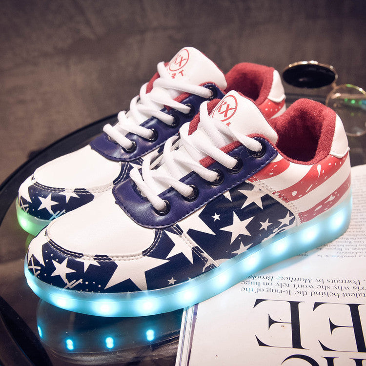 Couple's charging colorful luminous shoes