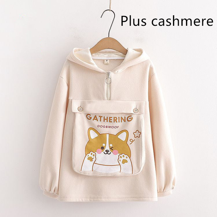 Japanese Hooded Plus Fleece Sweater