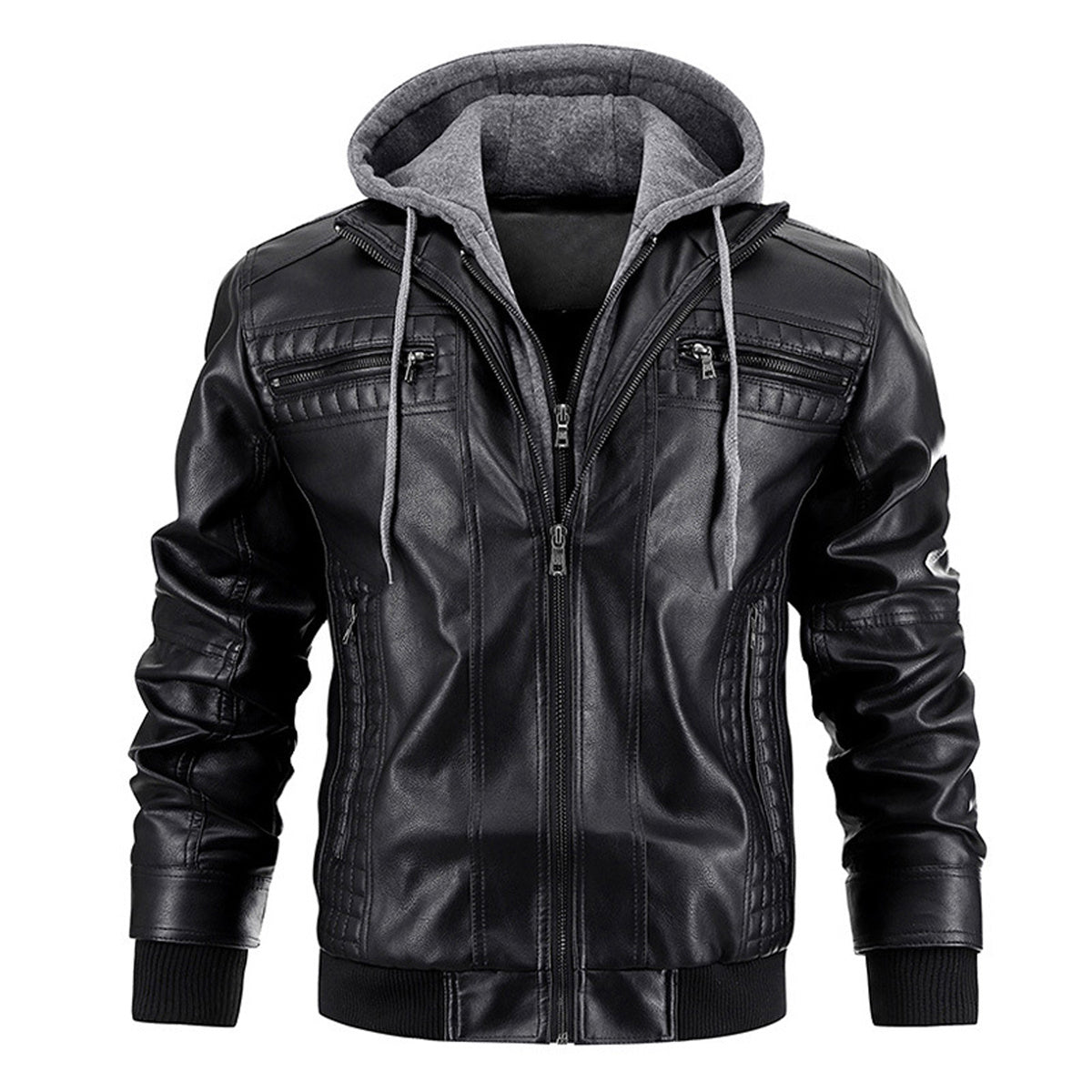 Men Leather Jacket Motorcycle Jacket Waterproof Windproof