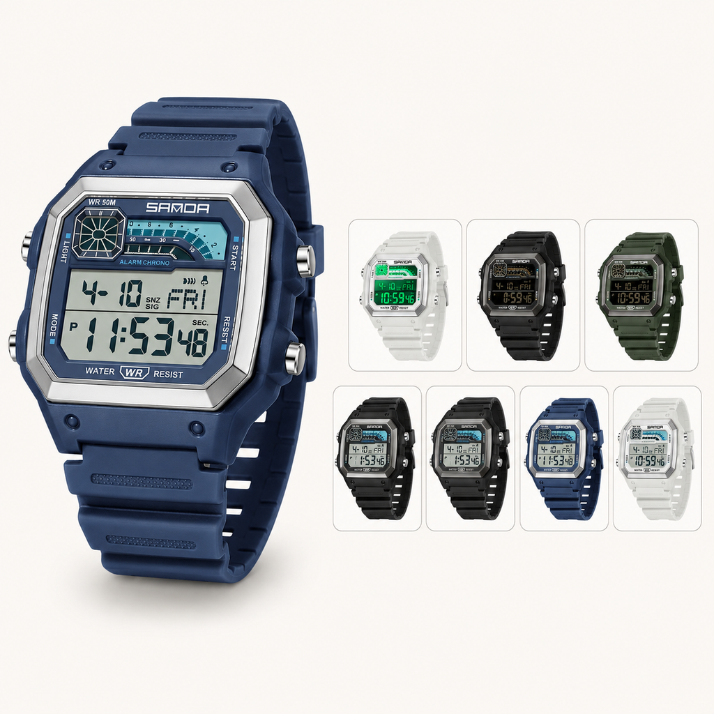 Electronic Watch Luminous Waterproof Sports Men Thin Square