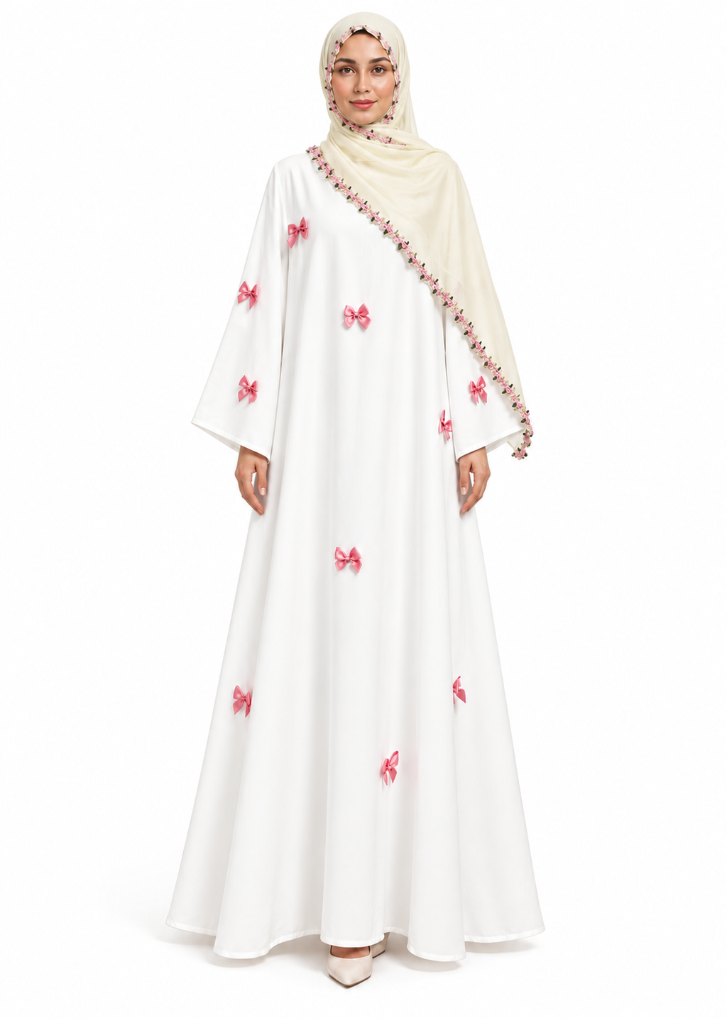 Chiffon Embroidered Scarf, Fresh and Sweet Long Scarf, Suitable for all occasion