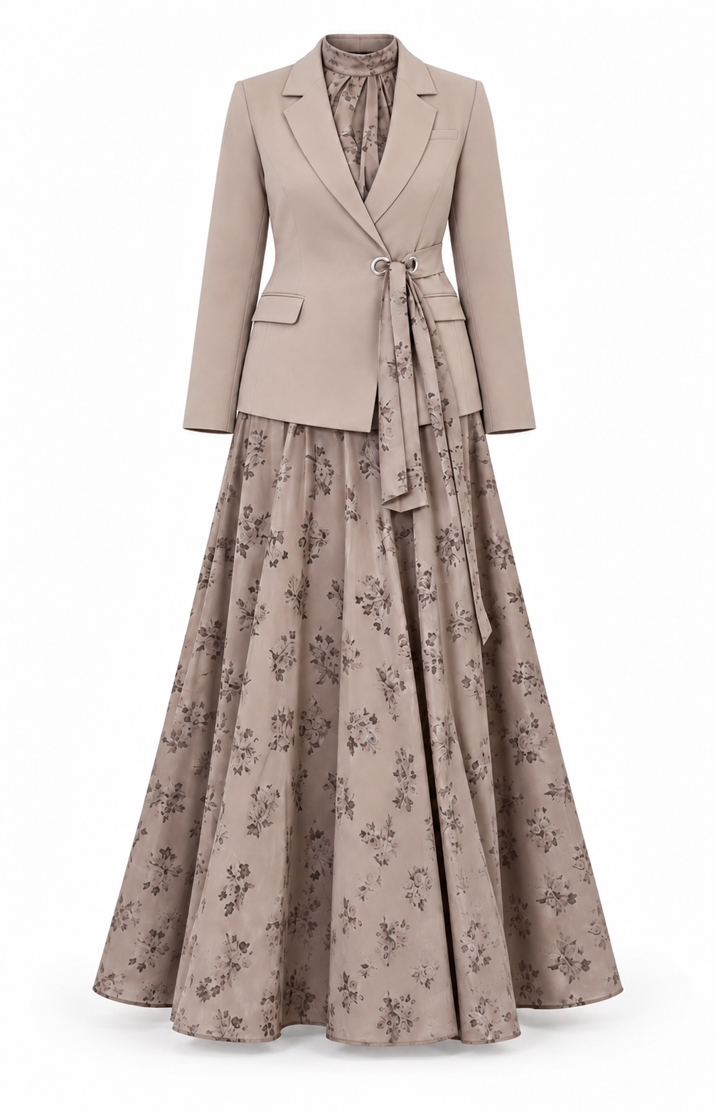 Women 3 Piece Sets Flower Print Muslim Set Skirt Top Suit