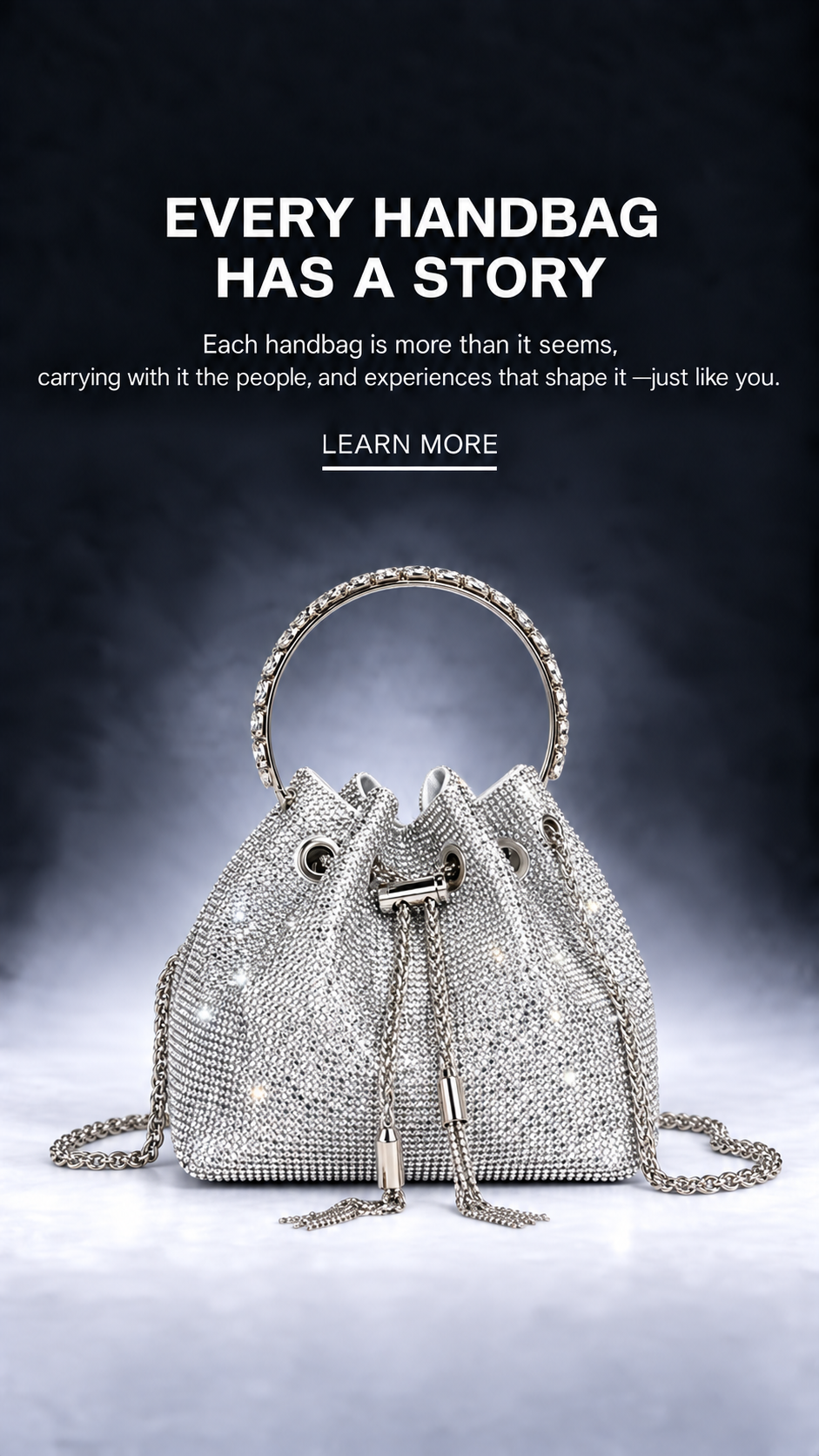 Acrylic Evening Handbag with Diamond-Encrusted Chain