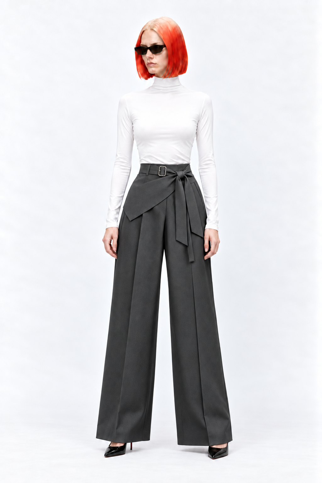Women Trousers High Quality Lace-up Wide-leg Pants
