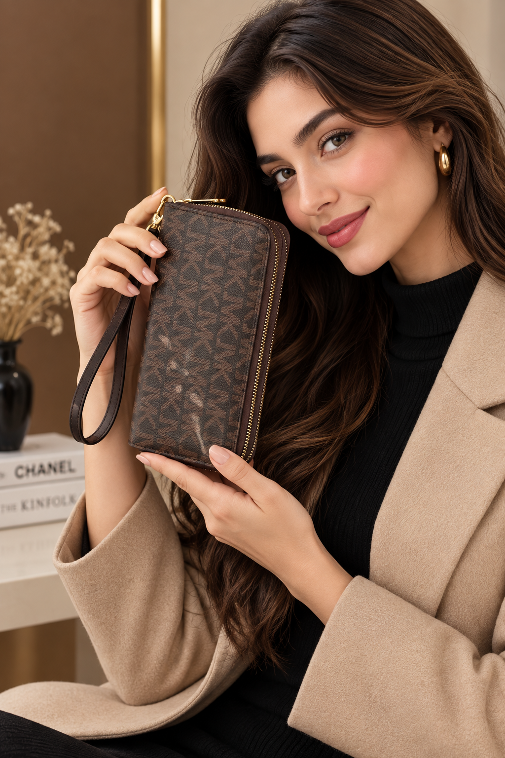 MK Wallets for Women, Double Zipper Clutches
