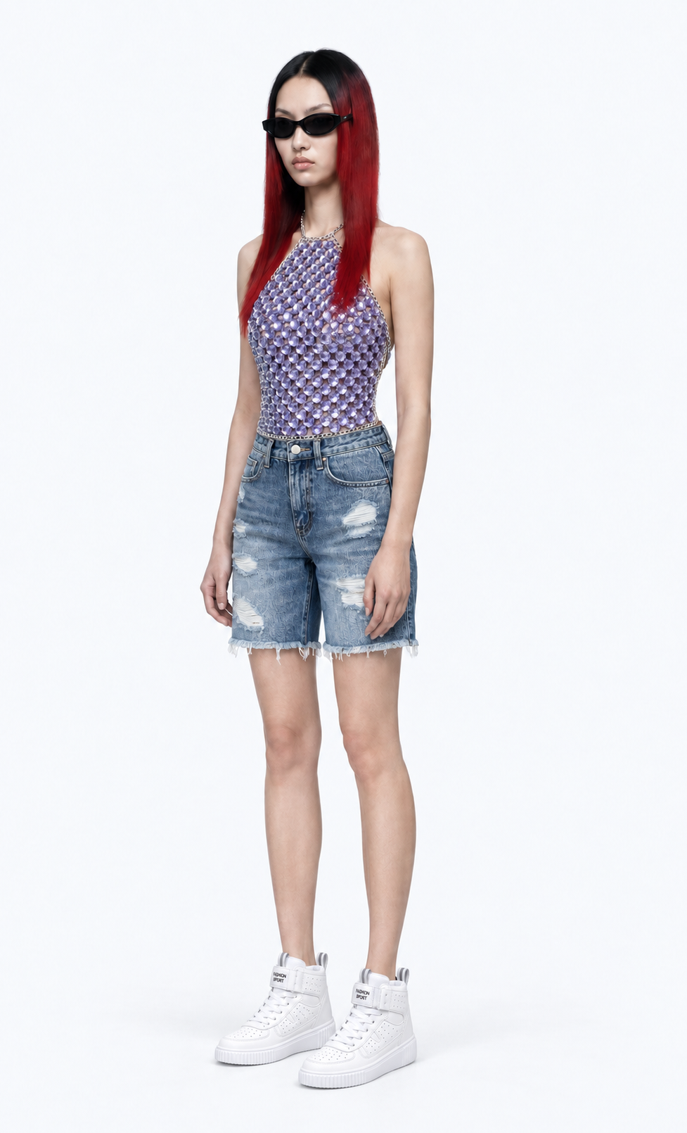 Summer Sexy Stitching Tube Top Chain Halter Top