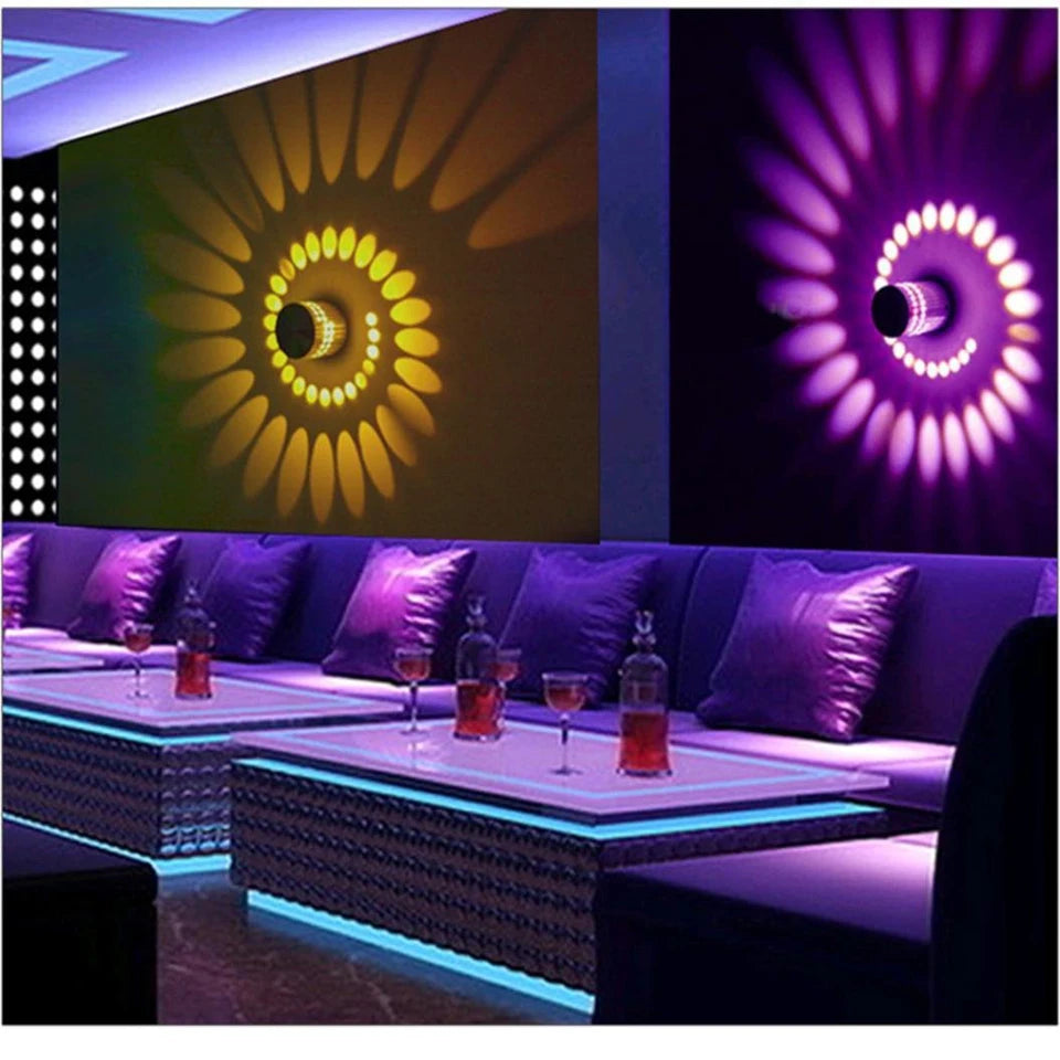 RGB Spiral Hole LED Wall Light Effect Wall Lamp Remote Controller
