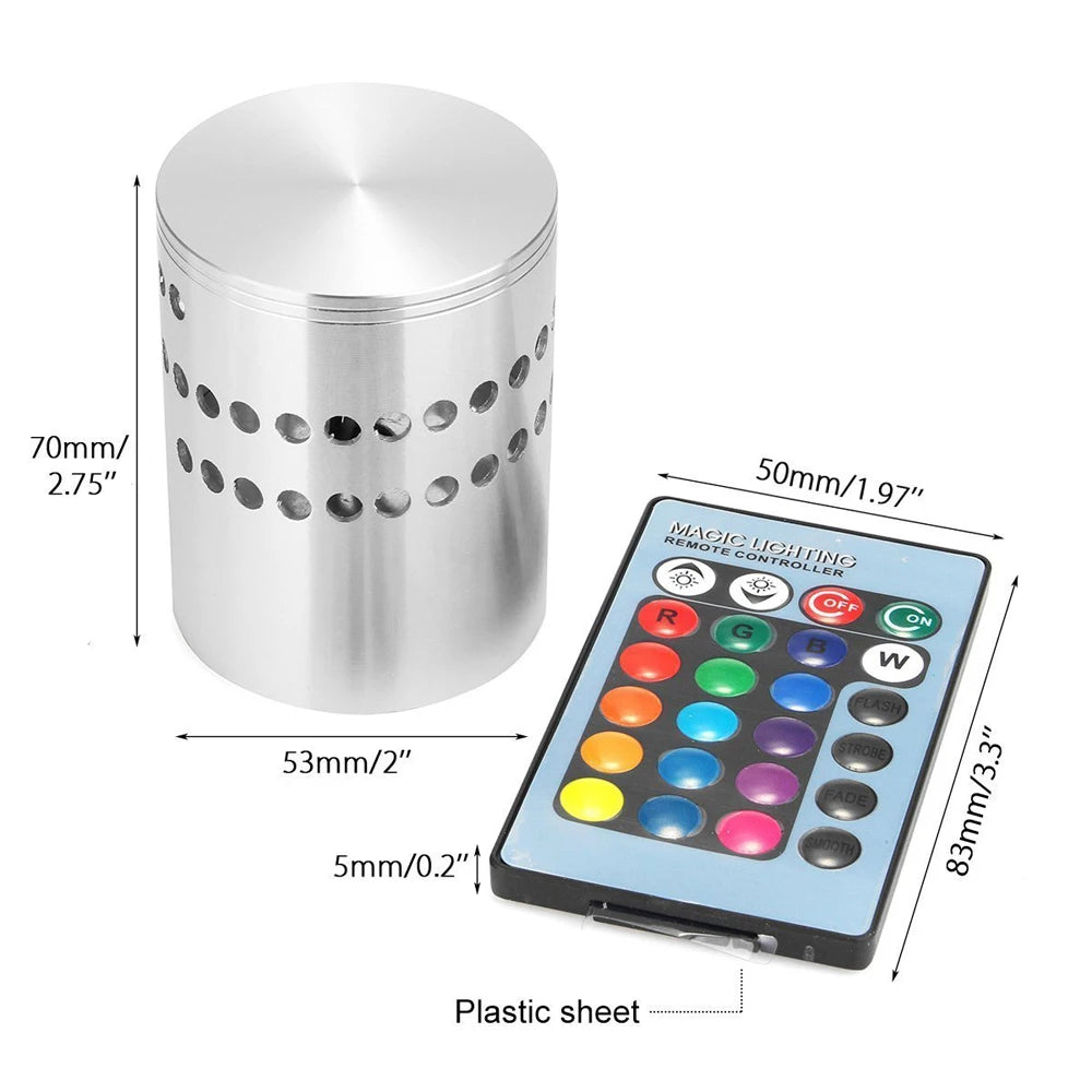 RGB Spiral Hole LED Wall Light Effect Wall Lamp Remote Controller