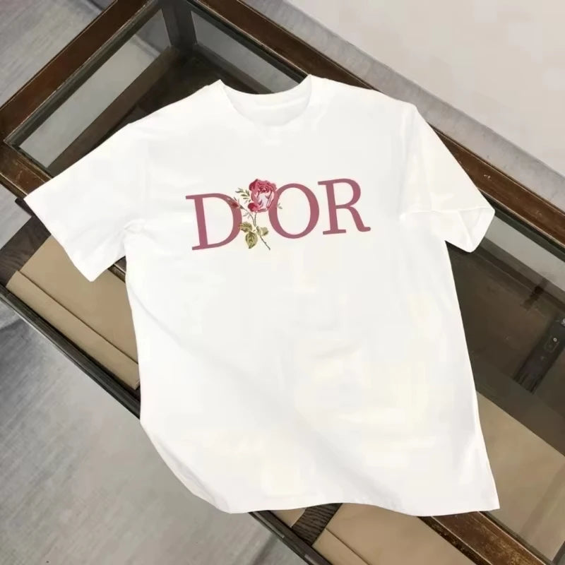 Summer Dior Fashionable High-end Pure Cotton Short-sleeved Women's Shirts