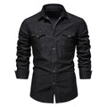 Elastic Cotton Denim Shirt Men Long Sleeve Quality Cowboy Shirts for Men