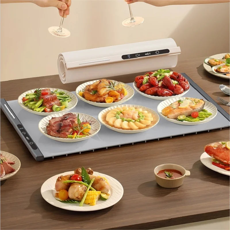 Electric Warming Tray Foldable Food Warmer Mat with 3 Tem Setting Fast