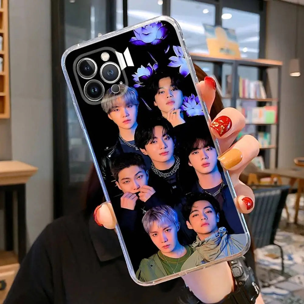 KPOP B-BTS For IPhone  Pro Max Plus Air Transparent Clear Shockproof Case