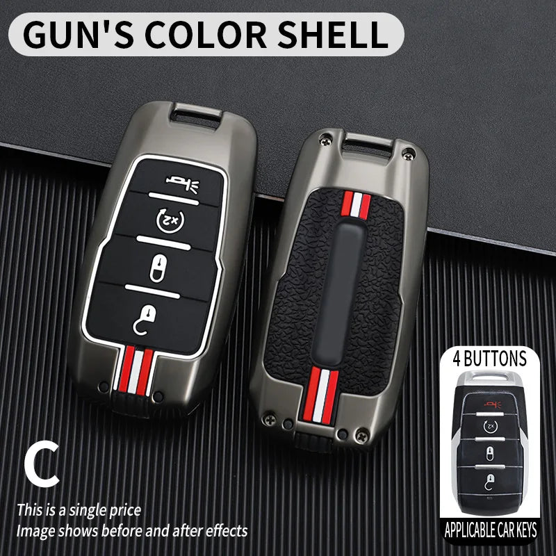 3 4 5 6 BOTTONS Metal Car Key Cover Fob Case Shell for Dodge Ram