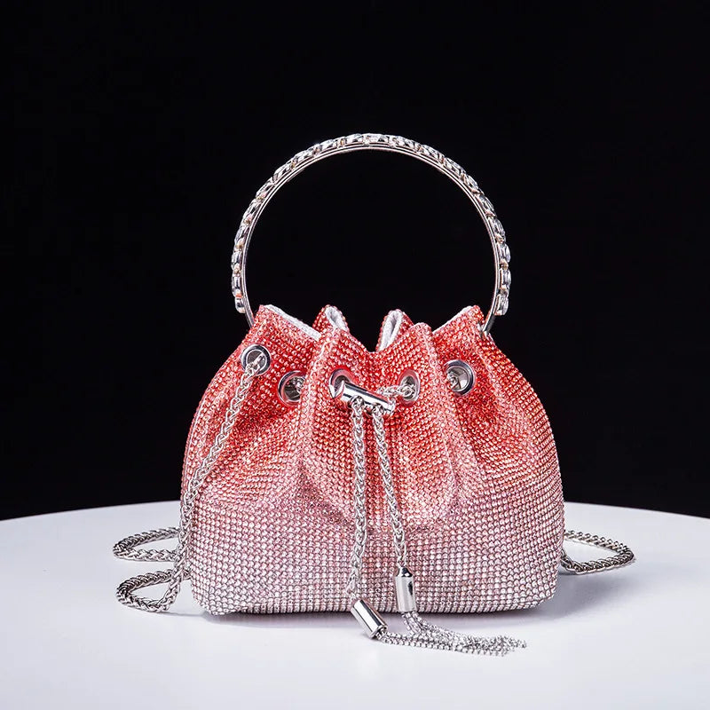 Acrylic Evening Handbag with Diamond-Encrusted Chain