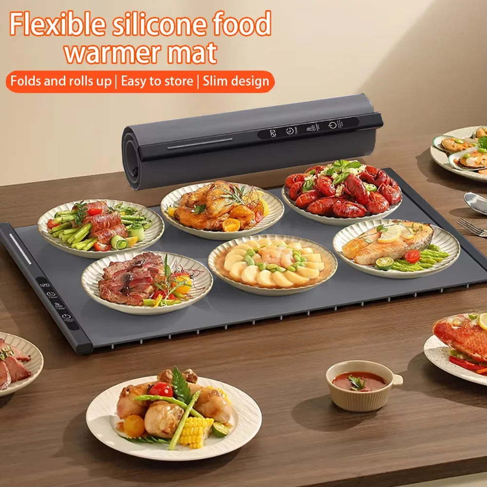 Electric Warming Tray Foldable Food Warmer Mat with 3 Tem Setting Fast