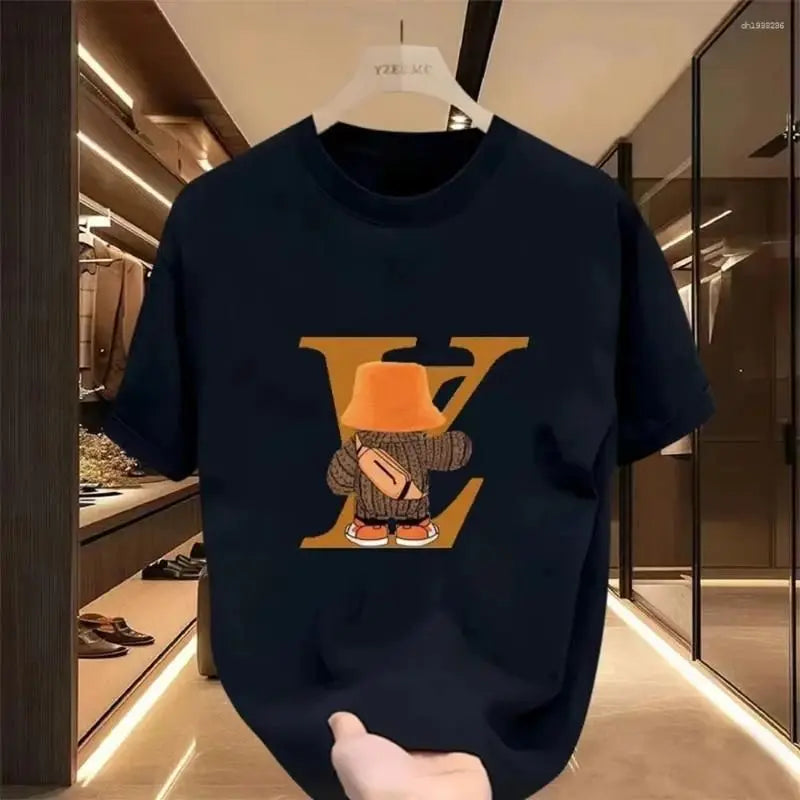 LV Luxury and Fashionable Pure Cotton Oversized Casual T-shirt Summer