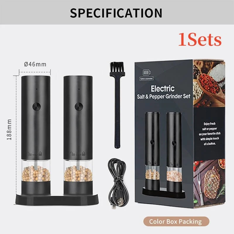 Rechargeable Electric Salt And Pepper Grinder Set