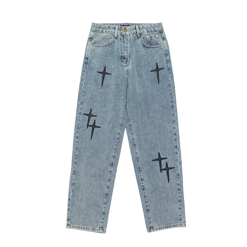 New Streetwear Baggy Wide Leg Jeans Korean Fashion Drapes Straight Casual Loose Denim     Cargo Pants