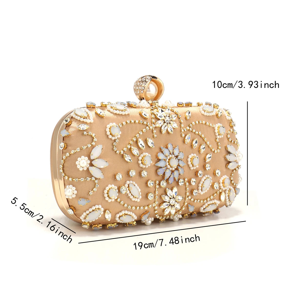 Rhinestones Party Small Clutch Handbags Metal Pearl Diamonds Flap