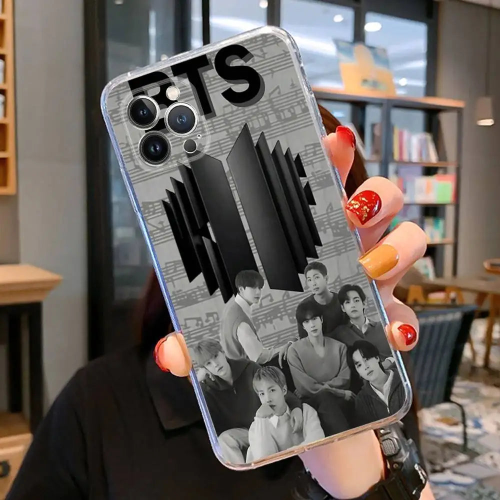 KPOP B-BTS For IPhone  Pro Max Plus Air Transparent Clear Shockproof Case