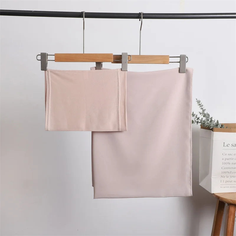 2pc/set Instant Chiffon Hijab With Modal Undercap Basic Stretchy Pullover Headscarf