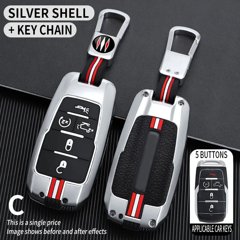 3 4 5 6 BOTTONS Metal Car Key Cover Fob Case Shell for Dodge Ram