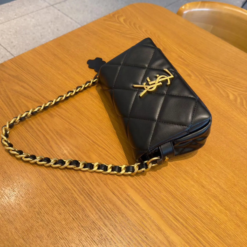 Luxurious Suede Diamond Grid Chain Link Small Fragrance Style Underarm Bag 2025 New Fashion Single Shoulder Crossbody Women's...