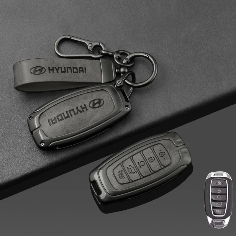 New Leather Car Smart Remote Key Case For Hyundai Performance Elantra GT Kona Santa Fe Veloster Auto Styling Protect Cover Shell