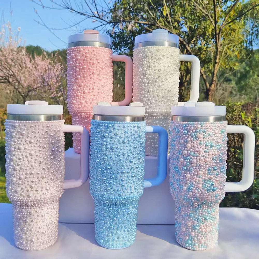 40oz Tumbler with Handle and Straw Stainless