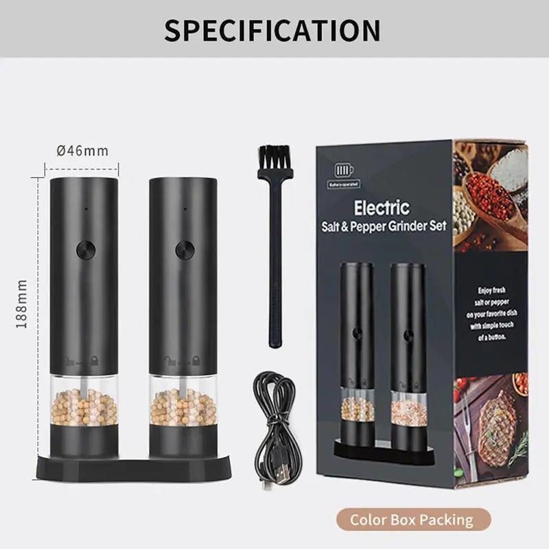 Rechargeable Electric Salt And Pepper Grinder Set
