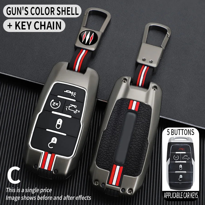 3 4 5 6 BOTTONS Metal Car Key Cover Fob Case Shell for Dodge Ram