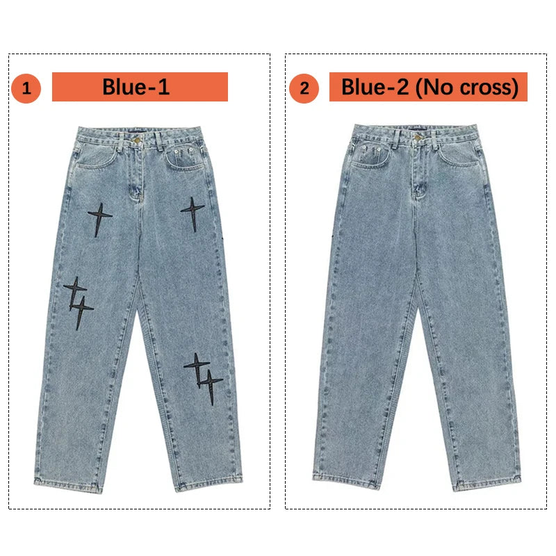 New Streetwear Baggy Wide Leg Jeans Korean Fashion Drapes Straight Casual Loose Denim     Cargo Pants