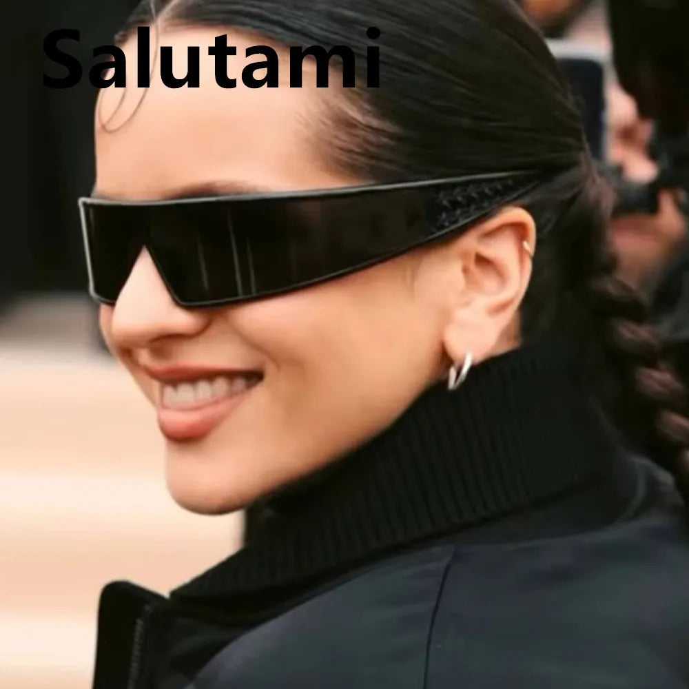 one piece arc rectangle black sunglasses