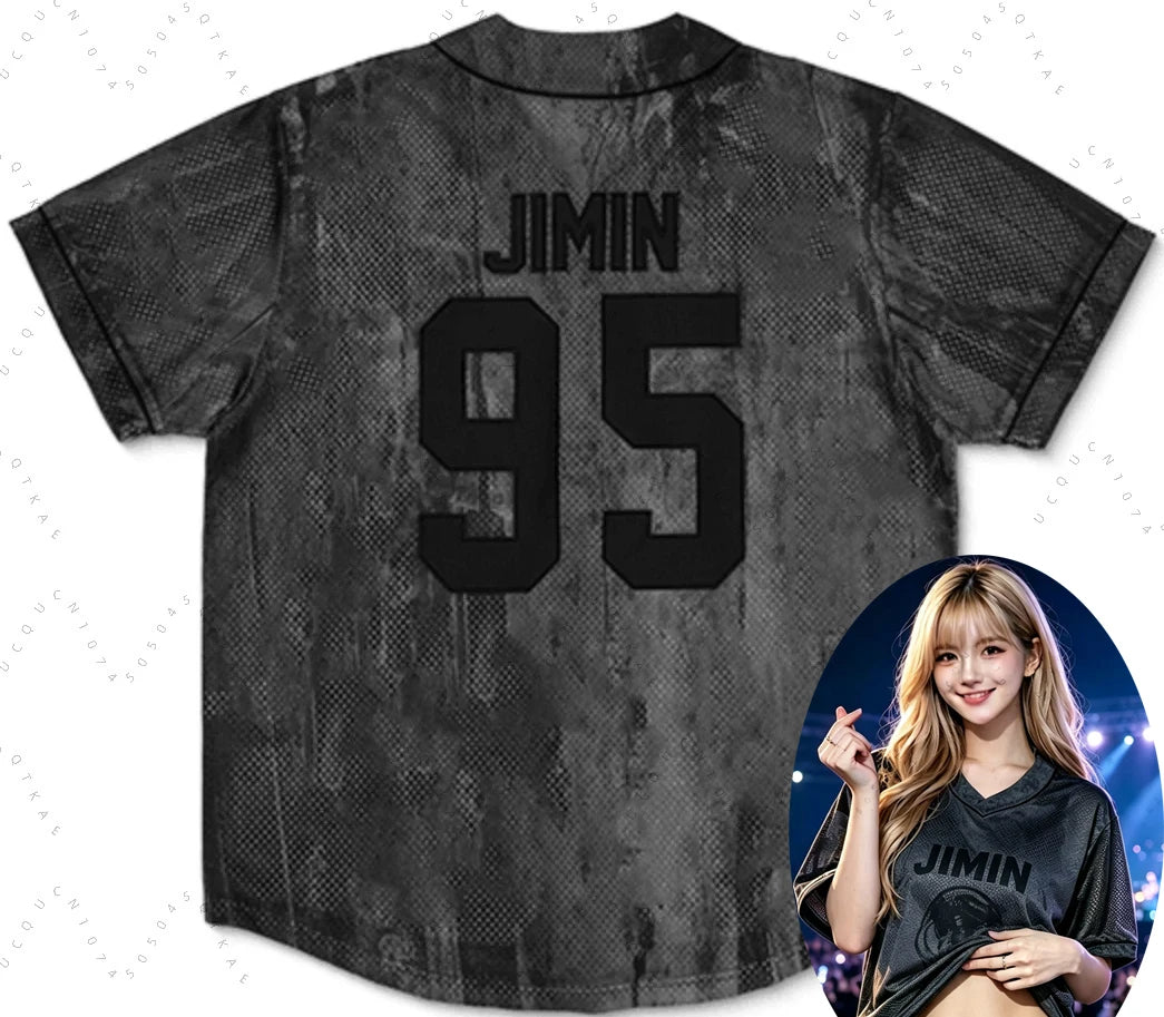 2026 Men Women KPOP V-neck T-shirt Jersey Suitable for Street Dance & BTS Concert