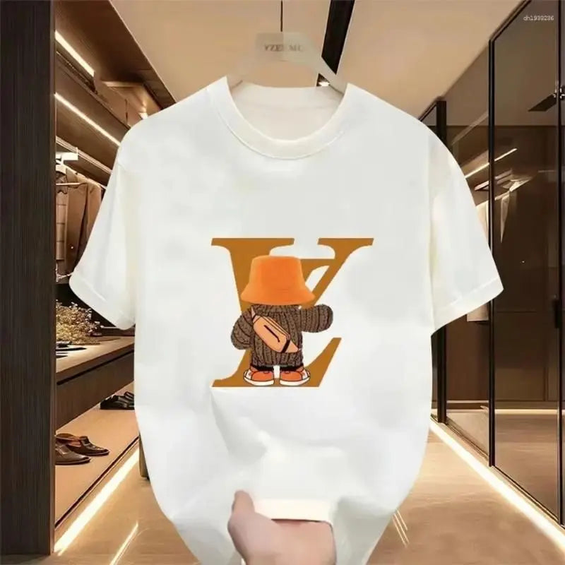 LV Luxury and Fashionable Pure Cotton Oversized Casual T-shirt Summer
