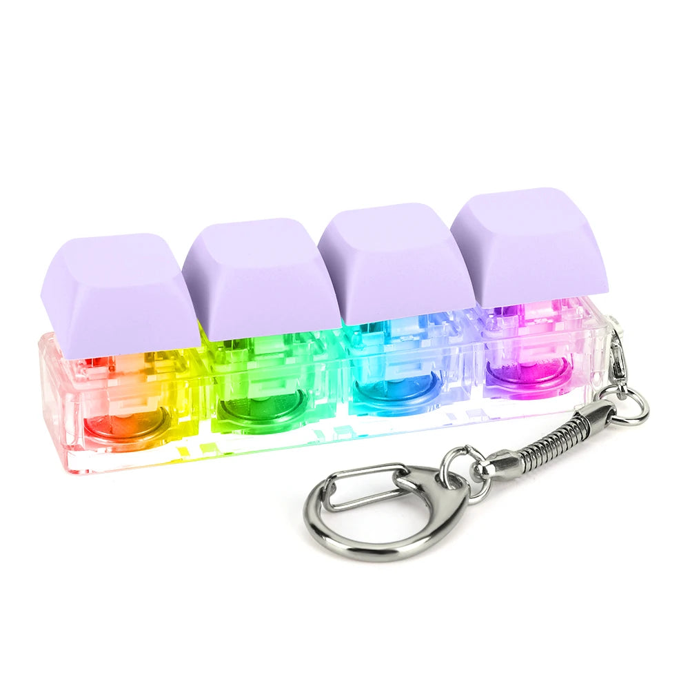 4 Keys Keycaps Keychain Toys with LED Light Decompression Toys Keyboard Fidget Keychain Stress Relief Fidget Keychain Button