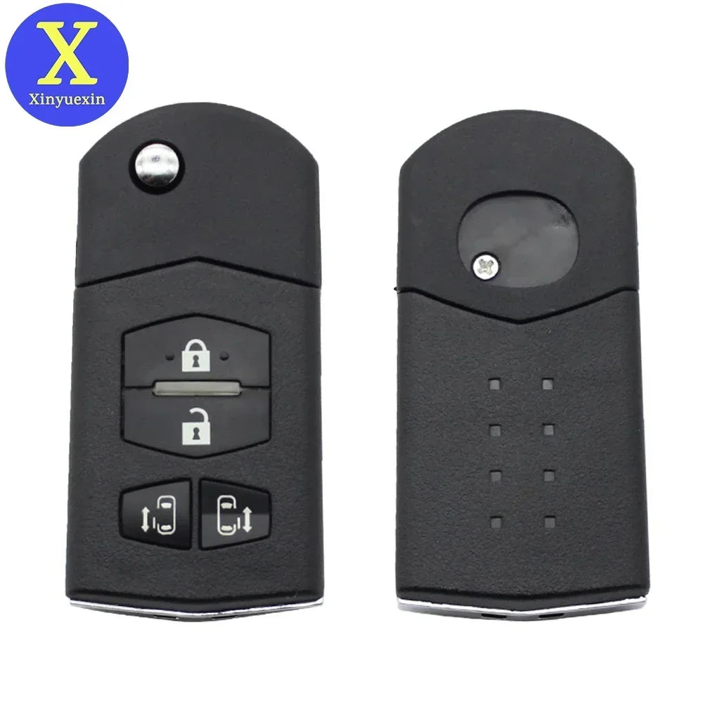 Xinyuexin 4 Buttons Flip Remote Key Shell for Mazda