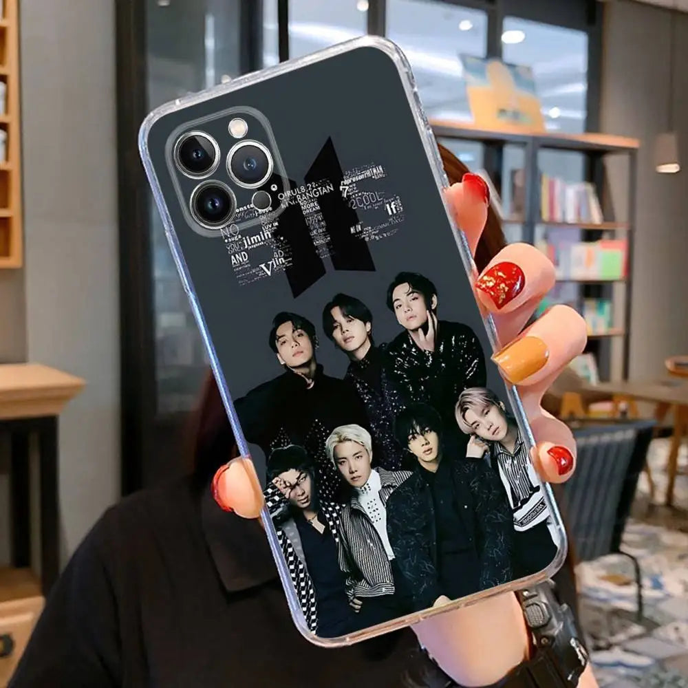 KPOP B-BTS For IPhone  Pro Max Plus Air Transparent Clear Shockproof Case