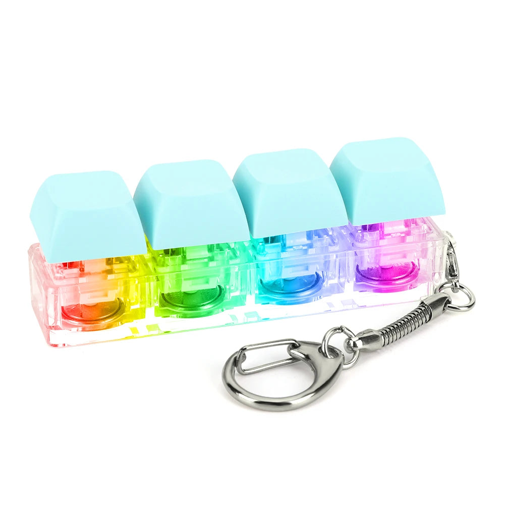 4 Keys Keycaps Keychain Toys with LED Light Decompression Toys Keyboard Fidget Keychain Stress Relief Fidget Keychain Button