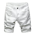 Summer Men's Casual Fashion Straight Denim Shorts Simple Ripped Streetwear