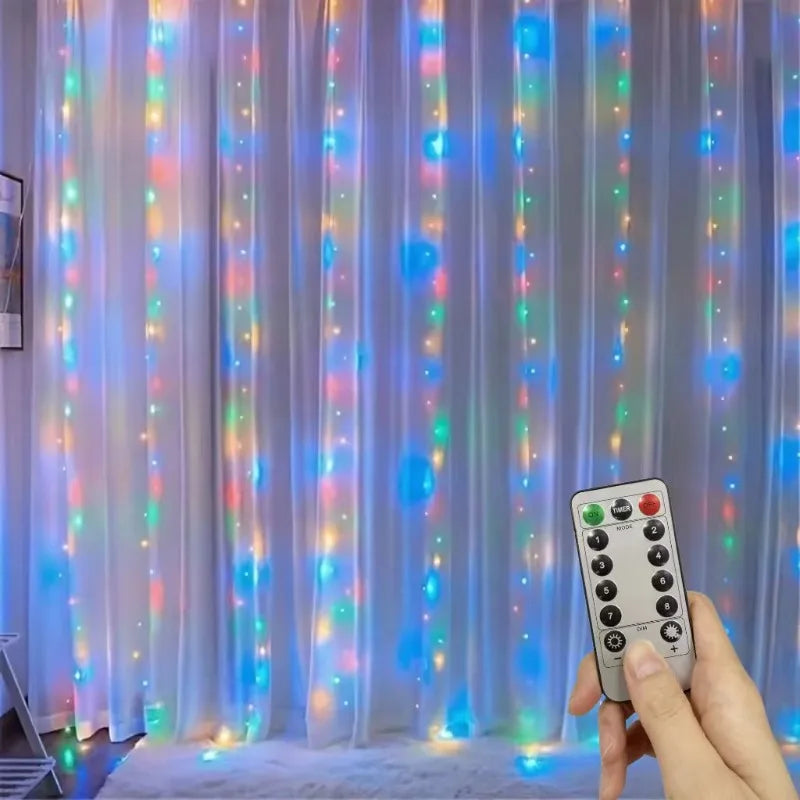 USB Remote Christmas Fairy Curtain Lights 8 Modes for Holiday