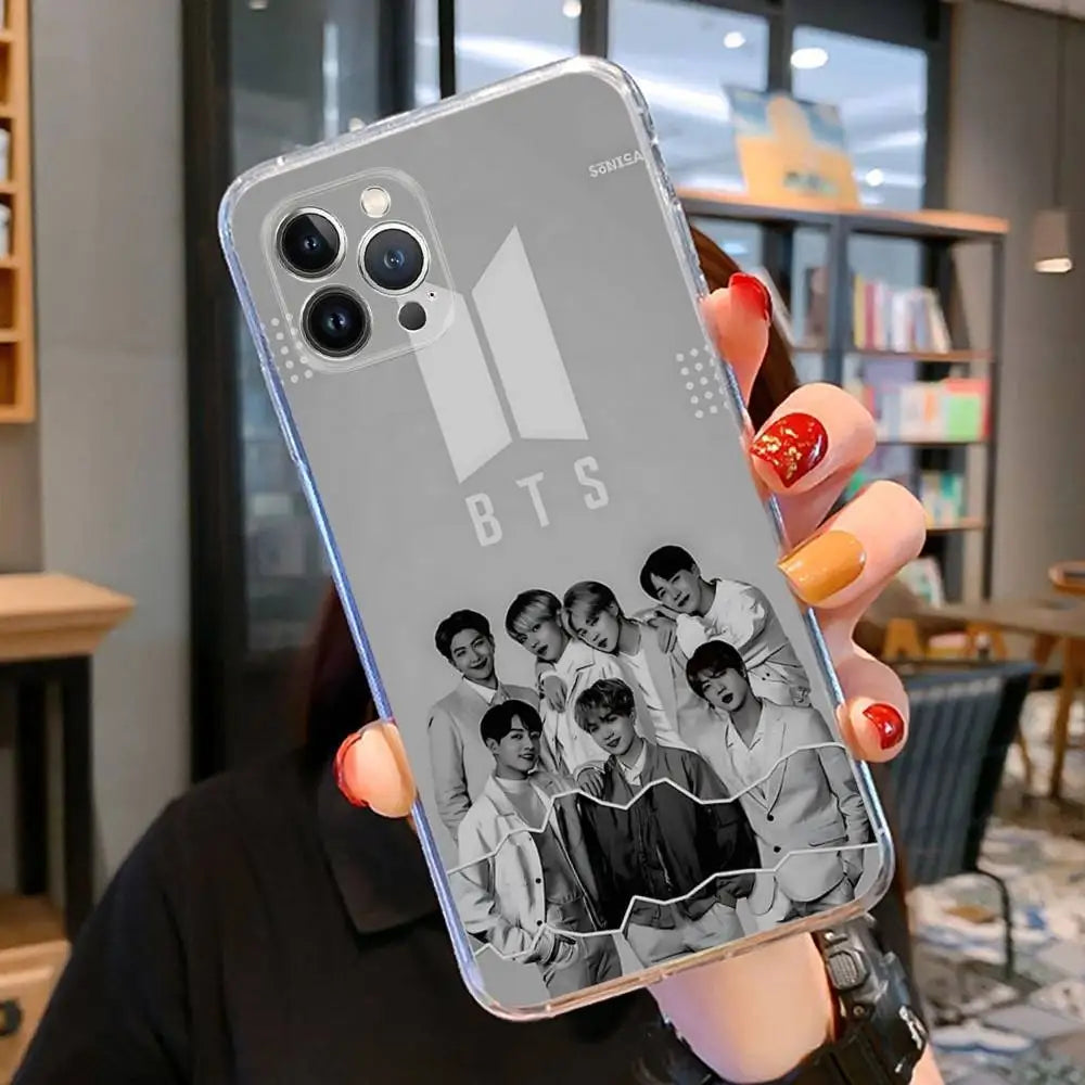 KPOP B-BTS For IPhone  Pro Max Plus Air Transparent Clear Shockproof Case