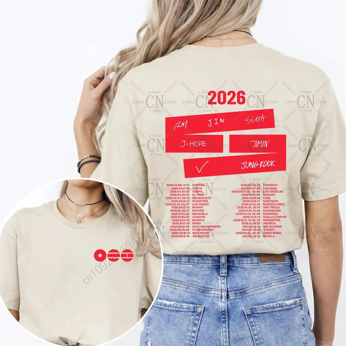 World Tour 2026 Shirt Comeback T-shirt K-pop Album A-ARIRANG Comeback Gift for Fans Fashion Top Summer Men's And Women's T-shirt